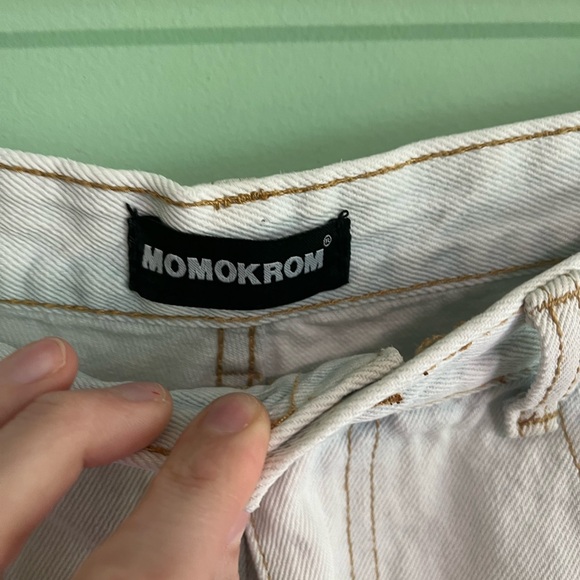 MOMOKROM DOLLS KILL High Rise Distressed Destroyed Light Wash Shorts Siz… - Picture 6 of 16